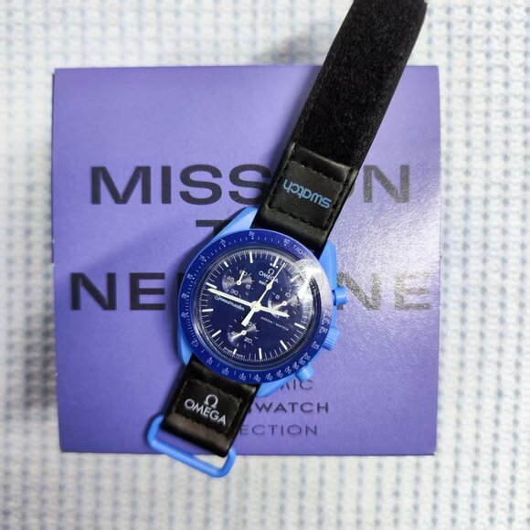 ✨Swatch x Omega Moonswatch Neptune | Ocean Blue Bioceramic | NASA-Grade Strap - Picture 1 of 4
